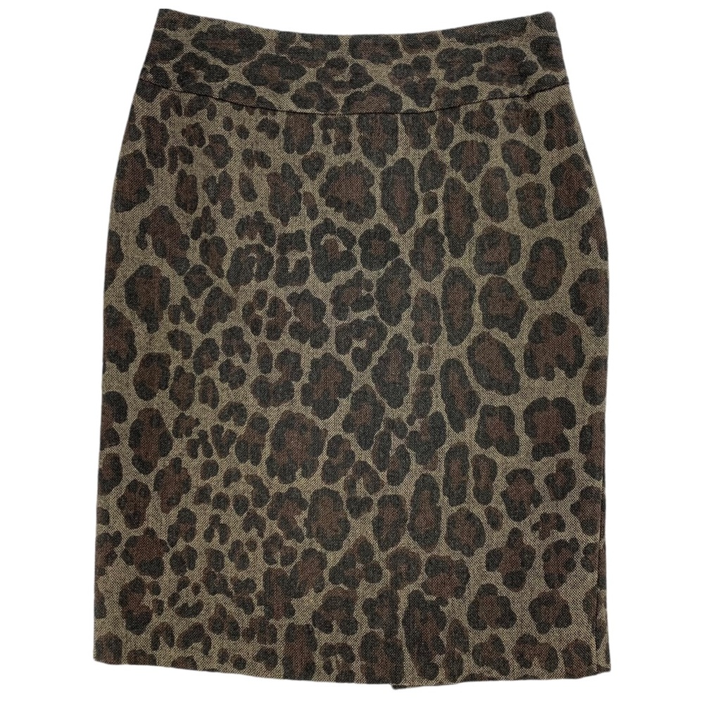 Wool Blend Leopard Pencil Skirt